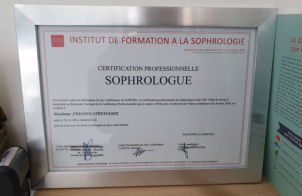Stephanie Frendo sophrologue Certification